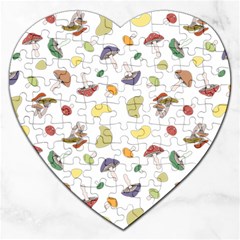 Mushrooms Pattern Jigsaw Puzzle (heart) by Famous