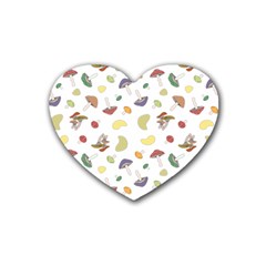 Mushrooms Pattern Heart Coaster (4 Pack)  by Famous