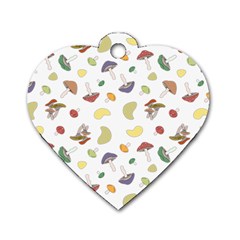 Mushrooms Pattern Dog Tag Heart (one Side) by Famous