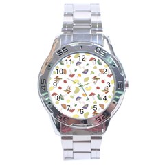 Mushrooms Pattern Stainless Steel Men s Watch by Famous