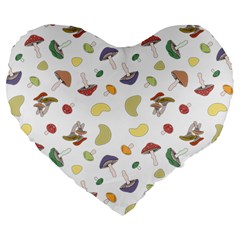 Mushrooms Pattern Large 19  Premium Heart Shape Cushions