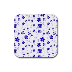 Sweet Shiny Flora Blue Rubber Coaster (square)  by ImpressiveMoments