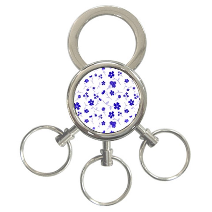 Sweet Shiny Flora Blue 3-Ring Key Chains