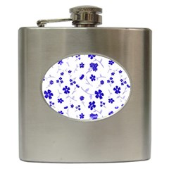 Sweet Shiny Flora Blue Hip Flask (6 Oz) by ImpressiveMoments