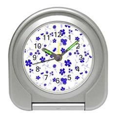 Sweet Shiny Flora Blue Travel Alarm Clocks by ImpressiveMoments