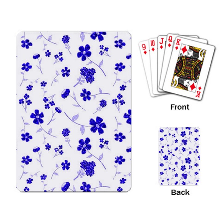 Sweet Shiny Flora Blue Playing Card