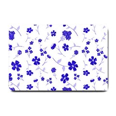 Sweet Shiny Flora Blue Small Doormat  by ImpressiveMoments