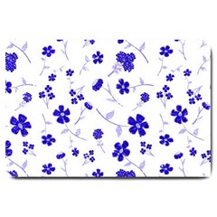 Sweet Shiny Flora Blue Large Doormat  by ImpressiveMoments