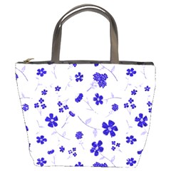 Sweet Shiny Flora Blue Bucket Bags by ImpressiveMoments