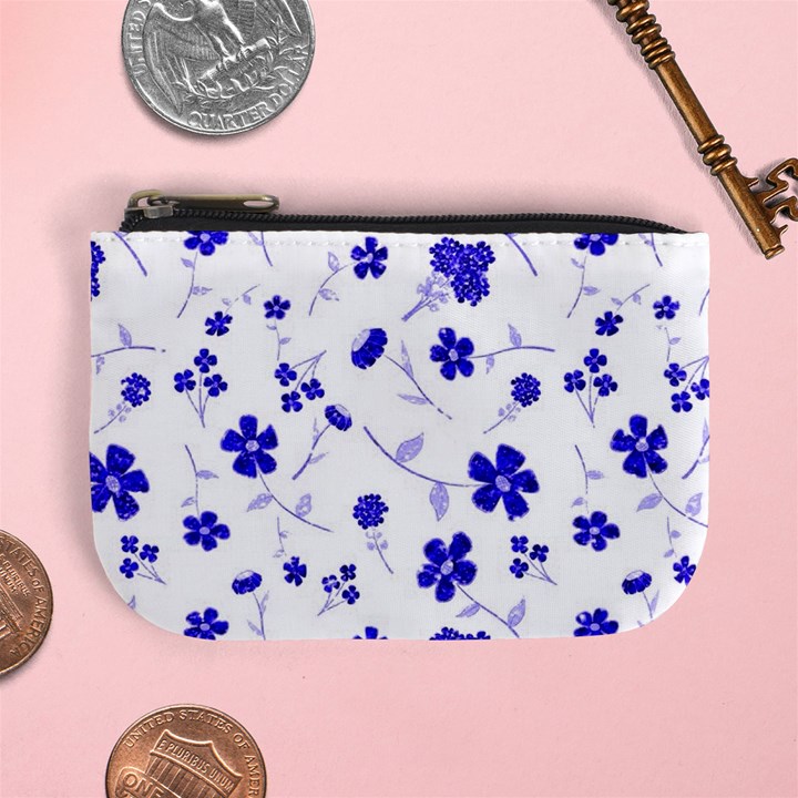 Sweet Shiny Flora Blue Mini Coin Purses