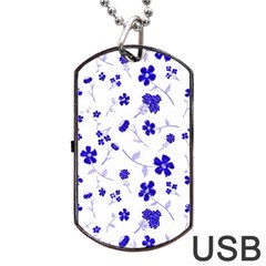 Sweet Shiny Flora Blue Dog Tag Usb Flash (two Sides)  by ImpressiveMoments