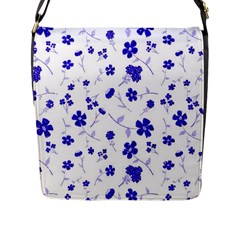 Sweet Shiny Flora Blue Flap Messenger Bag (l)  by ImpressiveMoments