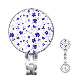 Sweet Shiny Flora Blue Stainless Steel Nurses Watches by ImpressiveMoments