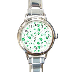 Sweet Shiny Floral Green Round Italian Charm Watches by ImpressiveMoments