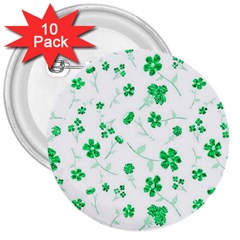 Sweet Shiny Floral Green 3  Buttons (10 pack) 