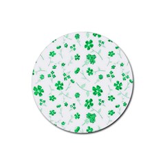 Sweet Shiny Floral Green Rubber Round Coaster (4 Pack)  by ImpressiveMoments