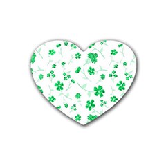 Sweet Shiny Floral Green Rubber Coaster (heart)  by ImpressiveMoments