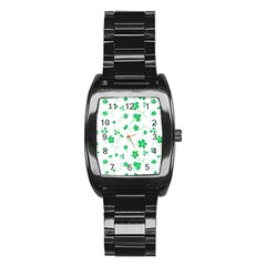 Sweet Shiny Floral Green Stainless Steel Barrel Watch