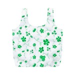 Sweet Shiny Floral Green Full Print Recycle Bags (M)  Back