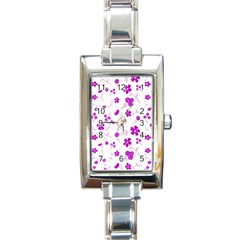 Sweet Shiny Floral Pink Rectangle Italian Charm Watches by ImpressiveMoments