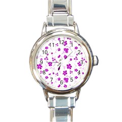 Sweet Shiny Floral Pink Round Italian Charm Watches by ImpressiveMoments