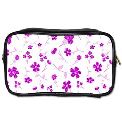 Sweet Shiny Floral Pink Toiletries Bags 2-side by ImpressiveMoments