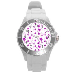 Sweet Shiny Floral Pink Round Plastic Sport Watch (l) by ImpressiveMoments