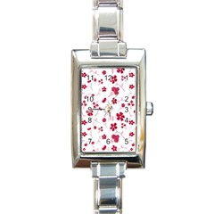 Sweet Shiny Floral Red Rectangle Italian Charm Watches by ImpressiveMoments