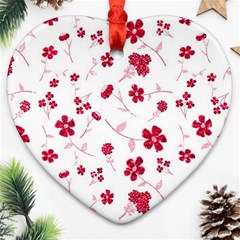 Sweet Shiny Floral Red Ornament (heart)  by ImpressiveMoments