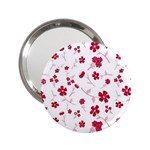 Sweet Shiny Floral Red 2.25  Handbag Mirrors Front