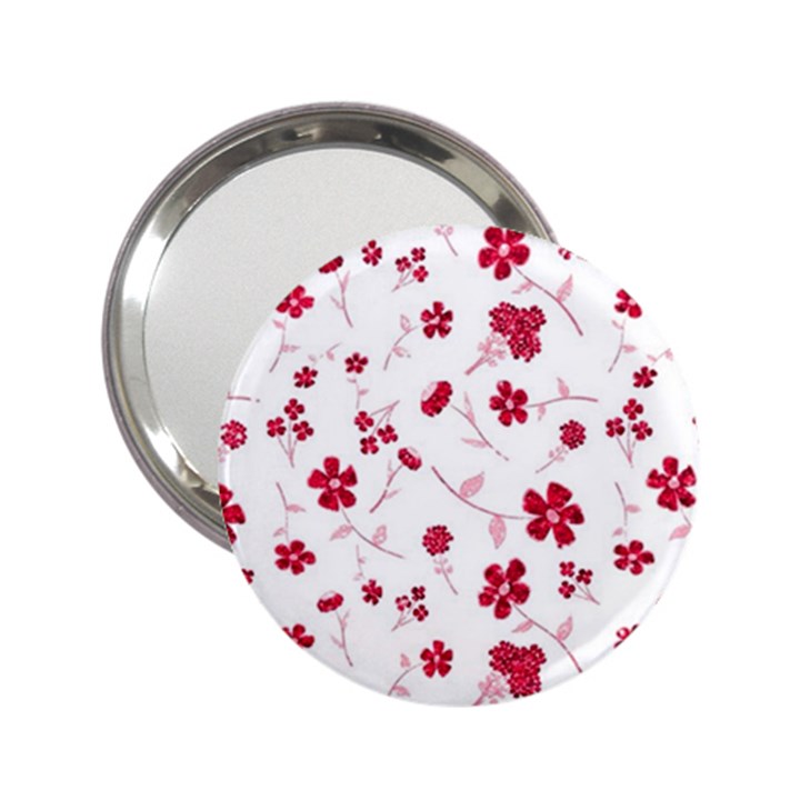 Sweet Shiny Floral Red 2.25  Handbag Mirrors