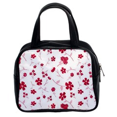 Sweet Shiny Floral Red Classic Handbags (2 Sides) by ImpressiveMoments