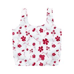 Sweet Shiny Floral Red Full Print Recycle Bags (m)  by ImpressiveMoments