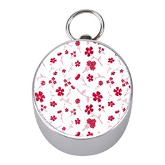 Sweet Shiny Floral Red Mini Silver Compasses by ImpressiveMoments