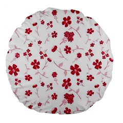 Sweet Shiny Floral Red Large 18  Premium Flano Round Cushions by ImpressiveMoments