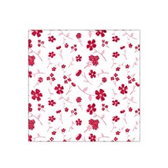 Sweet Shiny Floral Red Satin Bandana Scarf