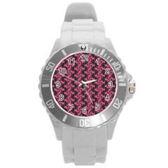 Candy Illustration Pattern Round Plastic Sport Watch (l) by GardenOfOphir