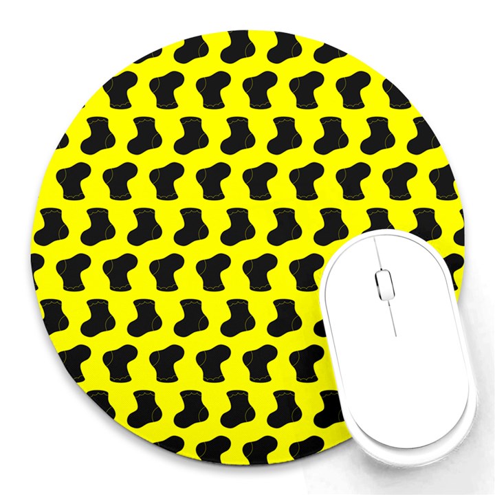 Cute Baby Socks Illustration Pattern Round Mousepads