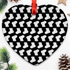 Black And White Cute Baby Socks Illustration Pattern Heart Ornament (2 Sides) by GardenOfOphir