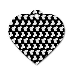 Black And White Cute Baby Socks Illustration Pattern Dog Tag Heart (one Side) by GardenOfOphir