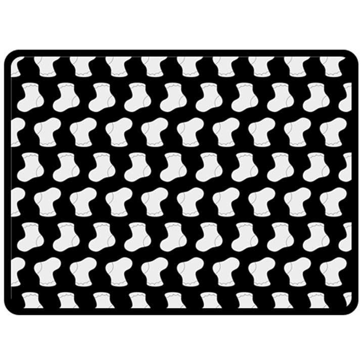 Black And White Cute Baby Socks Illustration Pattern Fleece Blanket (Large) 