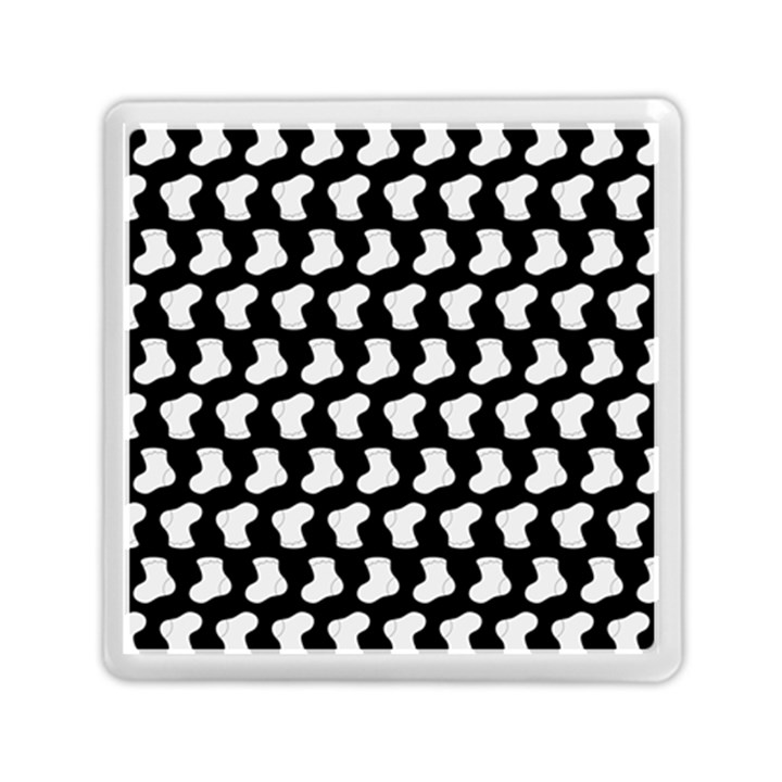 Black And White Cute Baby Socks Illustration Pattern Memory Card Reader (Square) 