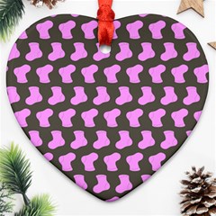 Cute Baby Socks Illustration Pattern Heart Ornament (2 Sides)