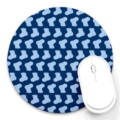 Blue Cute Baby Socks Illustration Pattern Round Mousepads by GardenOfOphir