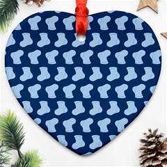 Blue Cute Baby Socks Illustration Pattern Ornament (heart) 