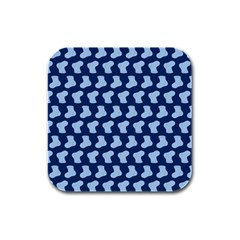 Blue Cute Baby Socks Illustration Pattern Rubber Square Coaster (4 Pack)  by GardenOfOphir