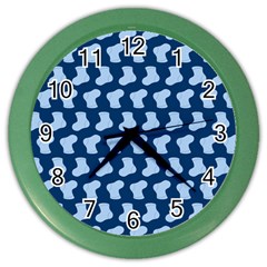 Blue Cute Baby Socks Illustration Pattern Color Wall Clocks by GardenOfOphir