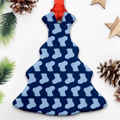 Blue Cute Baby Socks Illustration Pattern Christmas Tree Ornament (2 Sides)