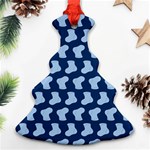 Blue Cute Baby Socks Illustration Pattern Christmas Tree Ornament (2 Sides) Front