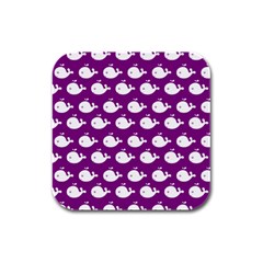 Cute Whale Illustration Pattern Rubber Square Coaster (4 Pack)  by GardenOfOphir